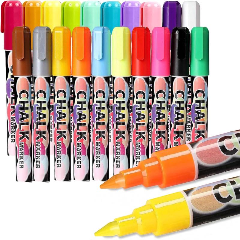 Extra Fine Tip Liquid Chalk Markers for Chalkboard, 20 Colors Window Liquid Chalk Marker Pens with 1mm Fine Tips, Washable Erasable Wet Erase Marker Pens Set for Bistro, Car Glass, Poster, Blackboard
