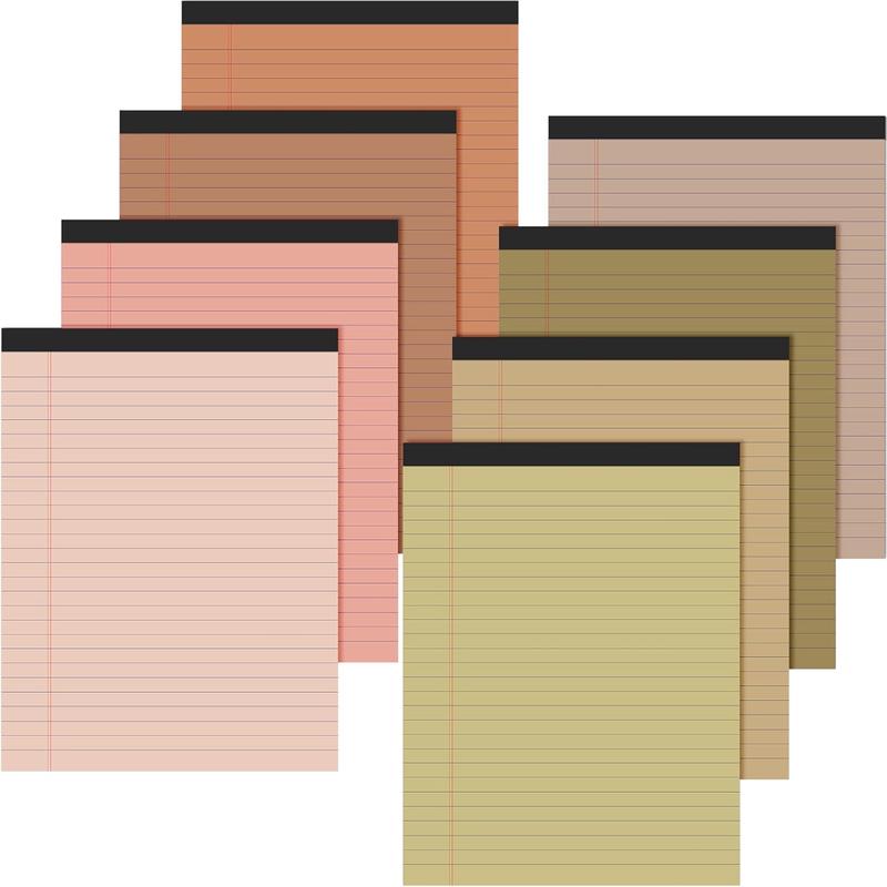 Fuutreo 8 Pcs 8.5\'\' x 11\'\' Colored Legal Pad Writing Pads Wide Ruled 50 Sheets Per Notepad Perforated Writing Notepad Office Supplies for School College Office Business (Assorted Colors)